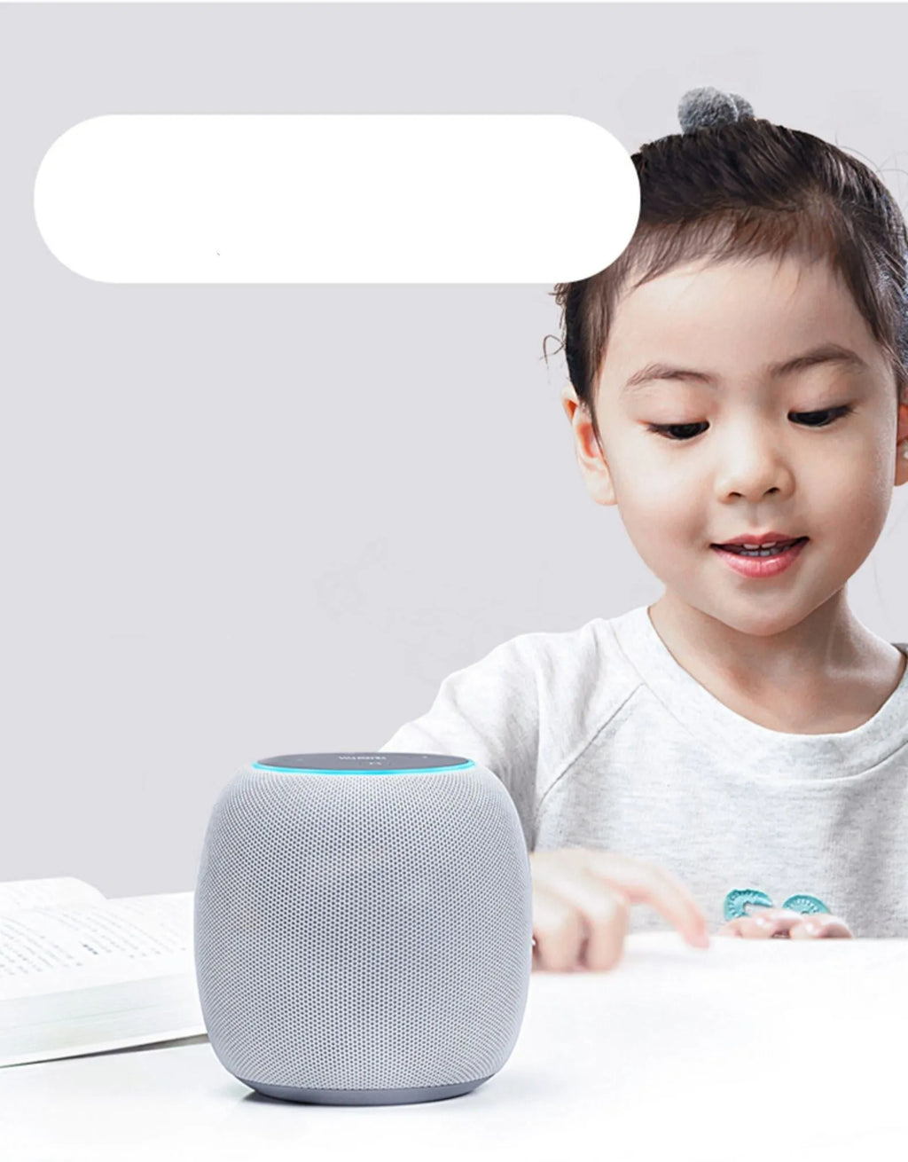 Compact AI smart speaker with voice control and Bluetooth connectivity.
