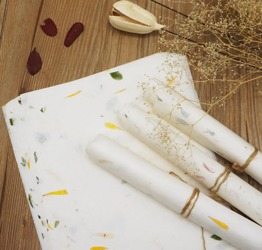 Traditional Chinese painting paper set with floral patterns in four colour variations