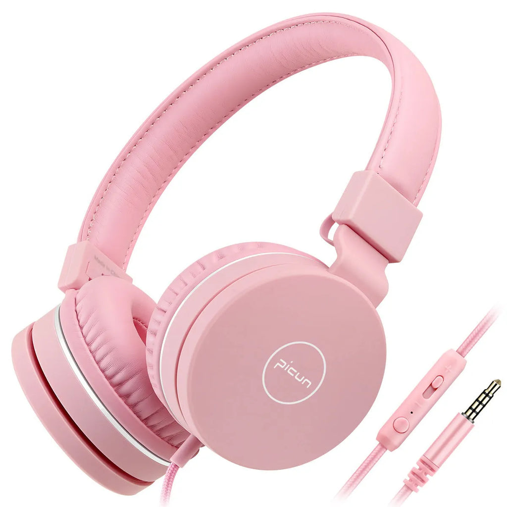 Bengoo C30 wired over-ear headphones in mint green with braided cable and 3.5mm plug