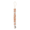 Cotton linen print M Series pacifier clip with belt and clip attachment