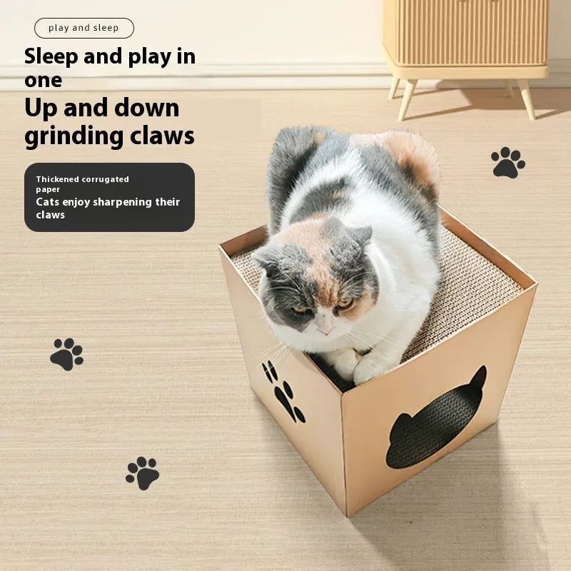 30cm corrugated paper vertical cat scratch board with pet milk carton design and box house accessory