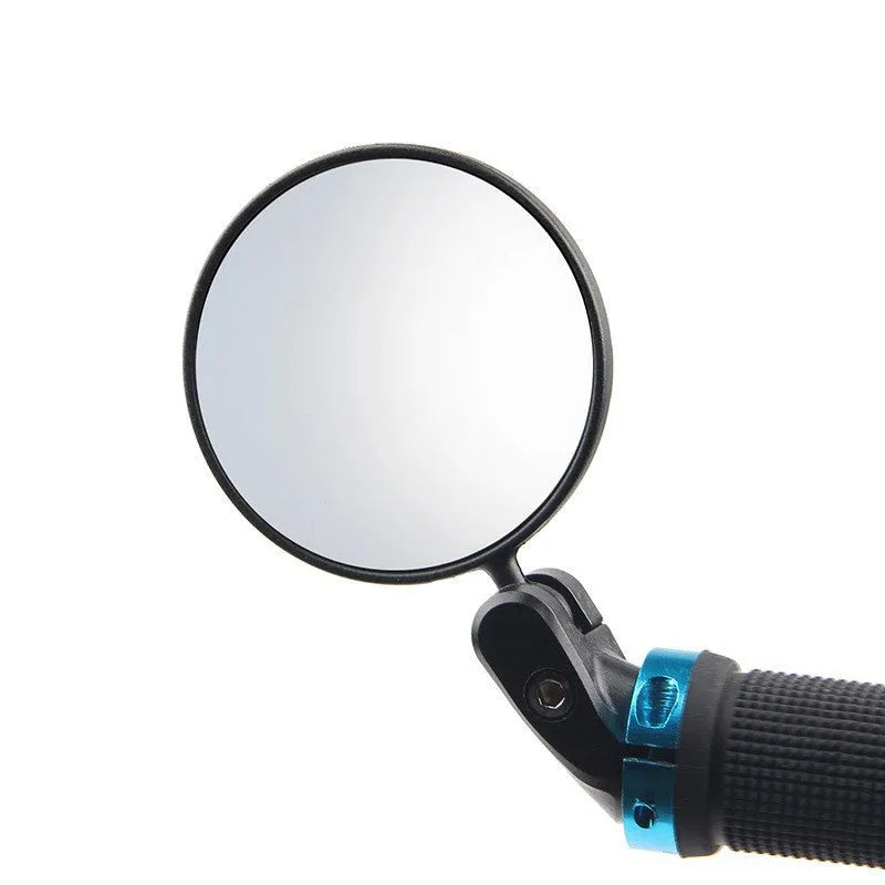 Black foldable convex rearview mirror showing 7cm diameter reflector and 14cm length