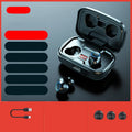Wireless in-ear Bluetooth earphones in black, blue, or red colours, showing private mould design.