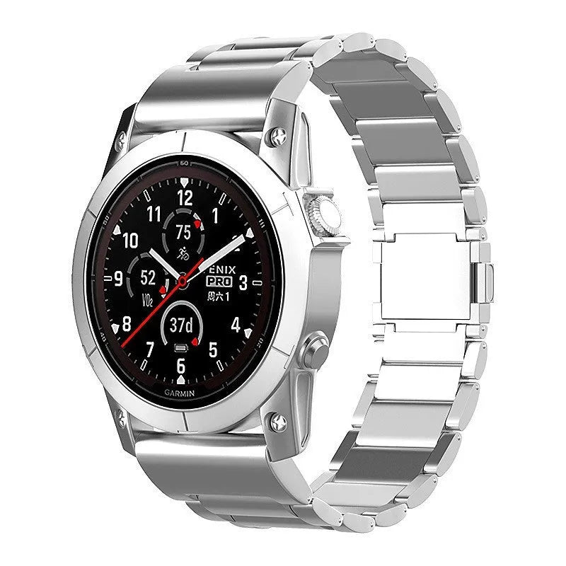 Magnetic buckle three-bead pure titanium watch strap for Jiaming Sanzhu in silver, 22mm width