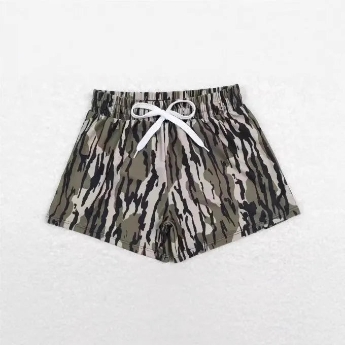 Boys' polyester sports casual shorts in straight-leg cut showing colour options HQ2043 through HQ2048