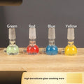 7cm coloured glass tobacco pipe with trumpet-shaped geometry in blue, green, red, or yellow