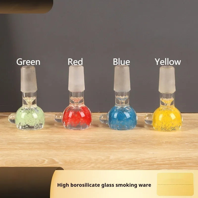 7cm coloured glass tobacco pipe with trumpet-shaped geometry in blue, green, red, or yellow