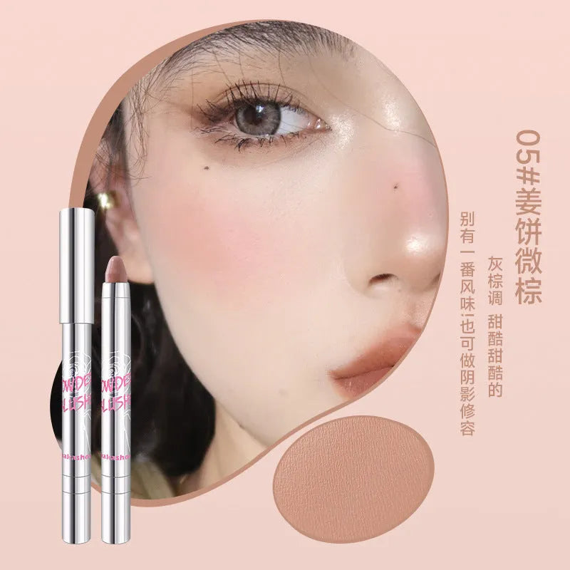 Matte Blush Stick Dual-Use Cream for Eyes and Cheeks Soft Natural Colour Delicate Silky Texture One-Shot Application Available in 06 Shades Sweet Potato Milk Cream to Peach Pink Makeup Product