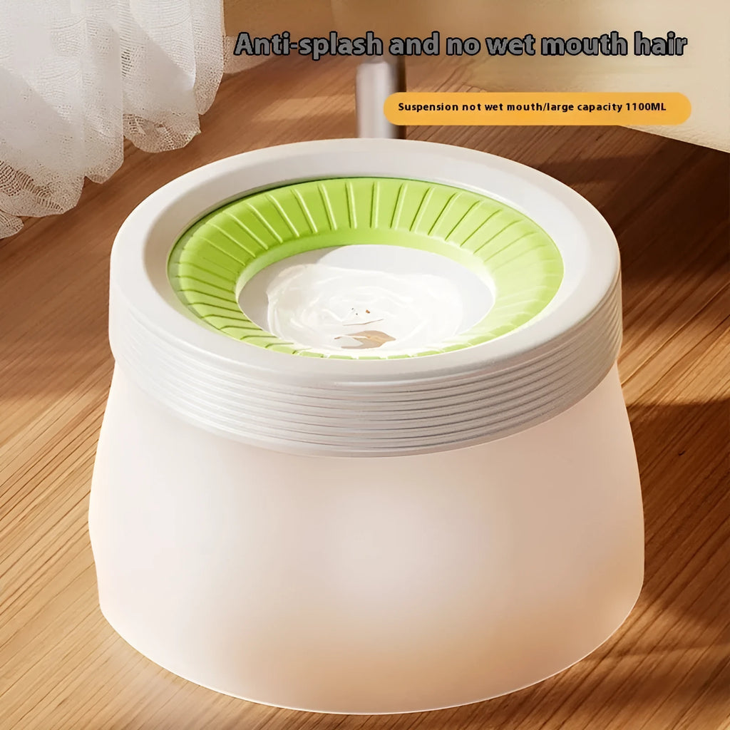 Green pet suspension bowl with non-wet mouth design for dogs and cats