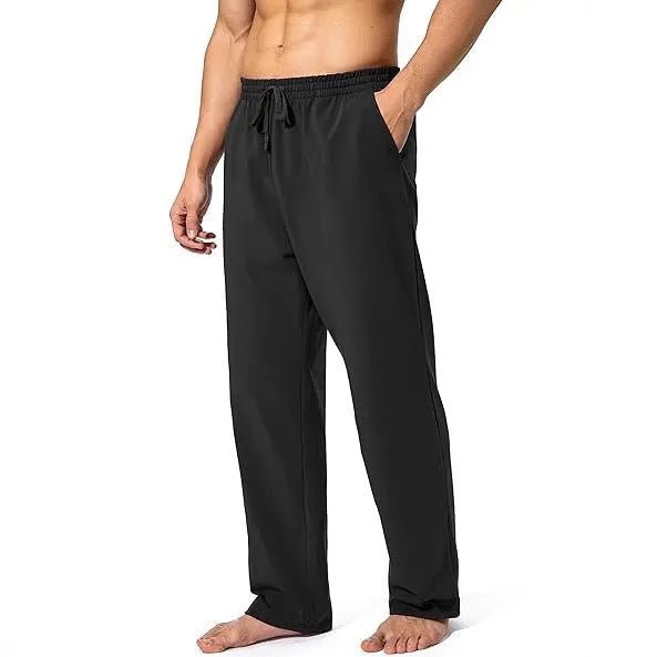 Men's loose fit quick-dry casual trousers in solid colours with mid-waist design