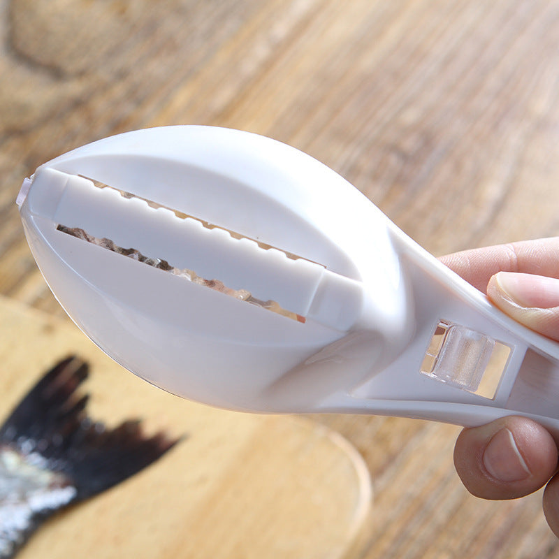 Mess-Free Fish Scaler with Collection Lid - Fish Shaped Scale Remover Tool for Quick Kitchen Prep - Manual Scraper Gadget with Hanging Hole