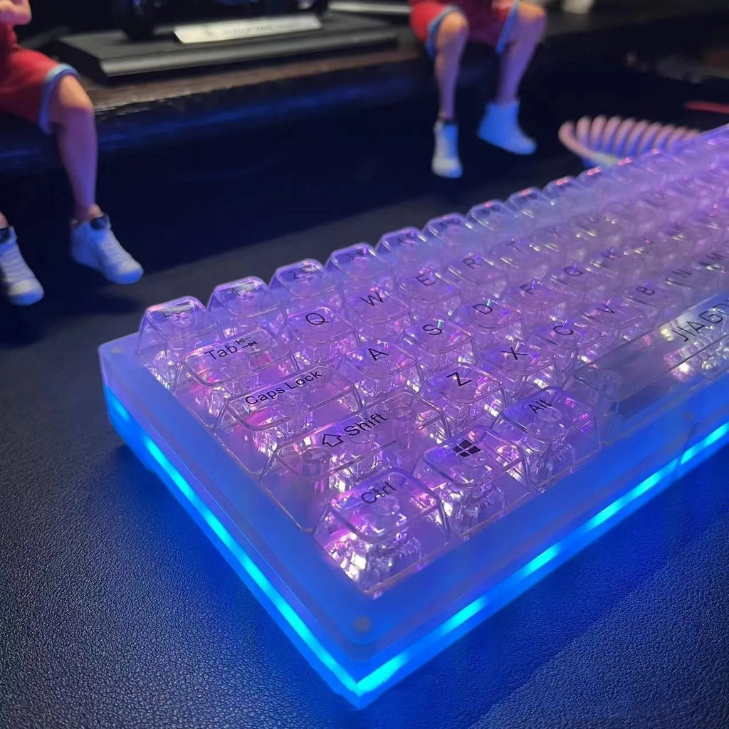 Transparent 132-key universal keyboard keycap replacement set on white background