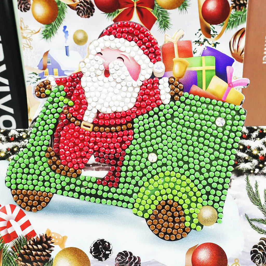Christmas DIY diamond painting greeting cards set with 5D resin diamonds in 15x15cm folded size on cardboard base