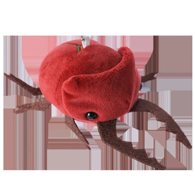 Small black plush Beetle Doll pendant shaped like a Japanese rhinoceros beetle, 10cm tall.