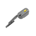 Black plastic 800mA helmet wiper motor with attached 65mm rubber blade for motorcycle visors.