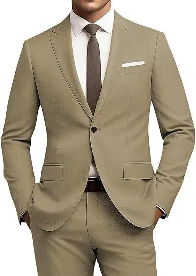 Men's Slim Fit Suit 2-Piece Set Casual Business Formal Attire Nylon Chemical Fiber Blended Fabric Flat Collar Rear Opening Jacket Trousers Tie XS to XXXXL Multiple Colours Gold Light Purple Pink for All-Season Wear