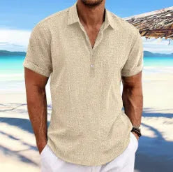 Men's light grey business casual lapel cardigan with long sleeves and loose fit design