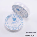Reel of transparent white elastic fishing line for beading and DIY jewellery making.