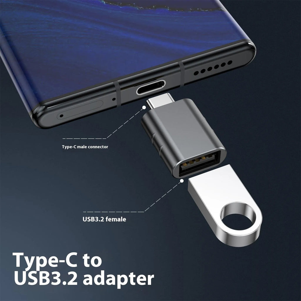 USB data and charging converter in zinc alloy shell, colours include Champagne Gold and Space Grey.