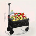 Collapsible foldable garden wagon cart with storage box and alloy metal frame