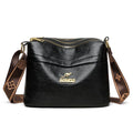Brown PU leather cross body messenger bag with multiple compartments and sandwich pockets