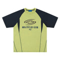 Man's blue hip hop letter print T-shirt with raglan sleeves in a loose fit