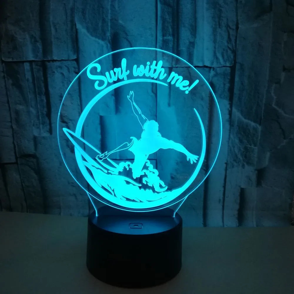 3D crack pattern LED night lamp with touch controls and remote on a black ABS base, displaying blue light.