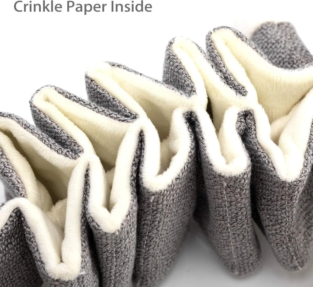 Gray koala-shaped dog toy measuring 30cm with plush limbs and squeaky crinkle paper interior.
