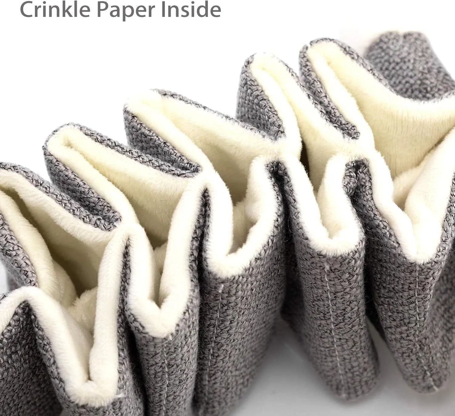 Gray koala-shaped dog toy measuring 30cm with plush limbs and squeaky crinkle paper interior.