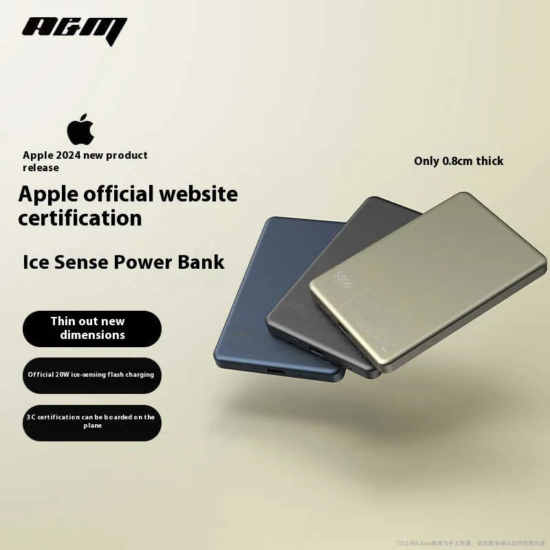 Ultra thin titanium alloy magnetic power bank with wireless charging, 20W, 10000mAh, Titanium Gray