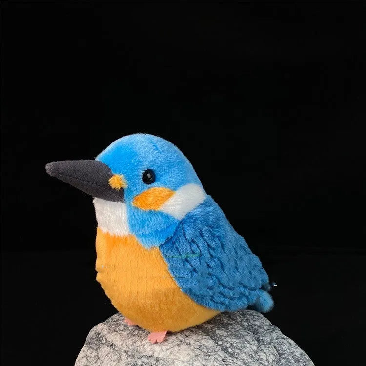 Plush decompression gift ball doll kingfisher design 14cm soft bird toy on white background