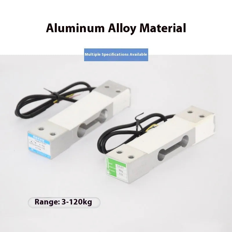 Electronic scale weighing sensor load cell with metal construction and connecting wires, available in 6kg to 60kg capacities