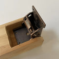 A zinc alloy furniture folding hinge with a 0-90 degree adjustment range in an electroplated finish.