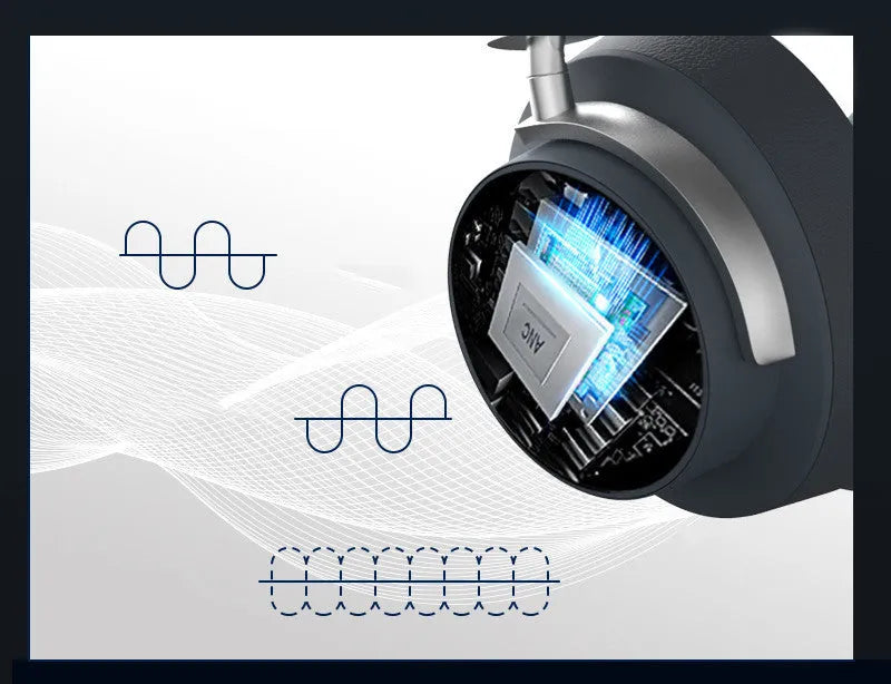 Grey sports wireless Bluetooth headset with head-mounted design and bilateral ear configuration