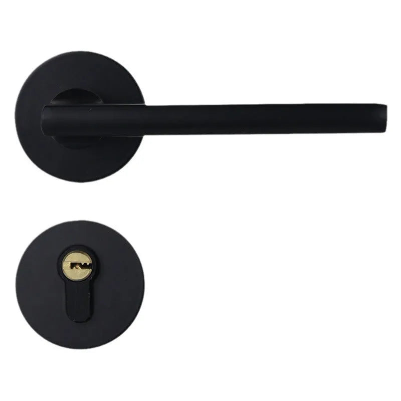 Aluminium alloy split magnetic door lock handle for timber doors in black and silver finish.