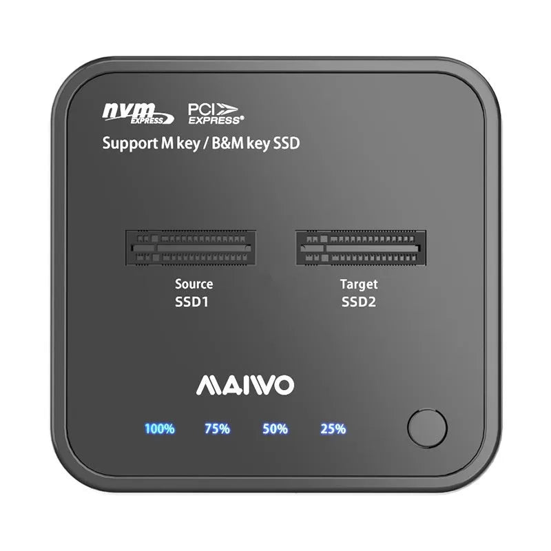 MAIWO K3016 M.2 solid state hard disk dock copier with USB-C cables and UK power adapter