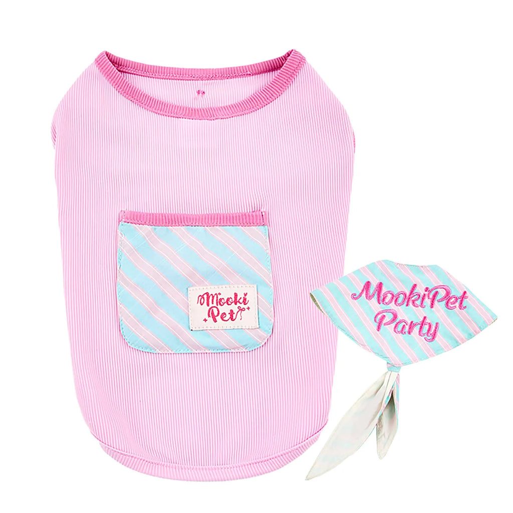 Pink pet cloak scarf vest set on a pet