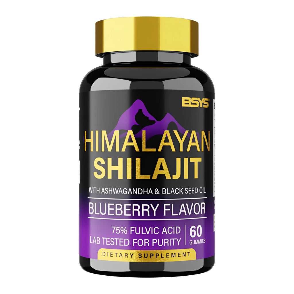 BSYS Shilajit Gummies 60 count bottle dietary supplement for energy and vitality