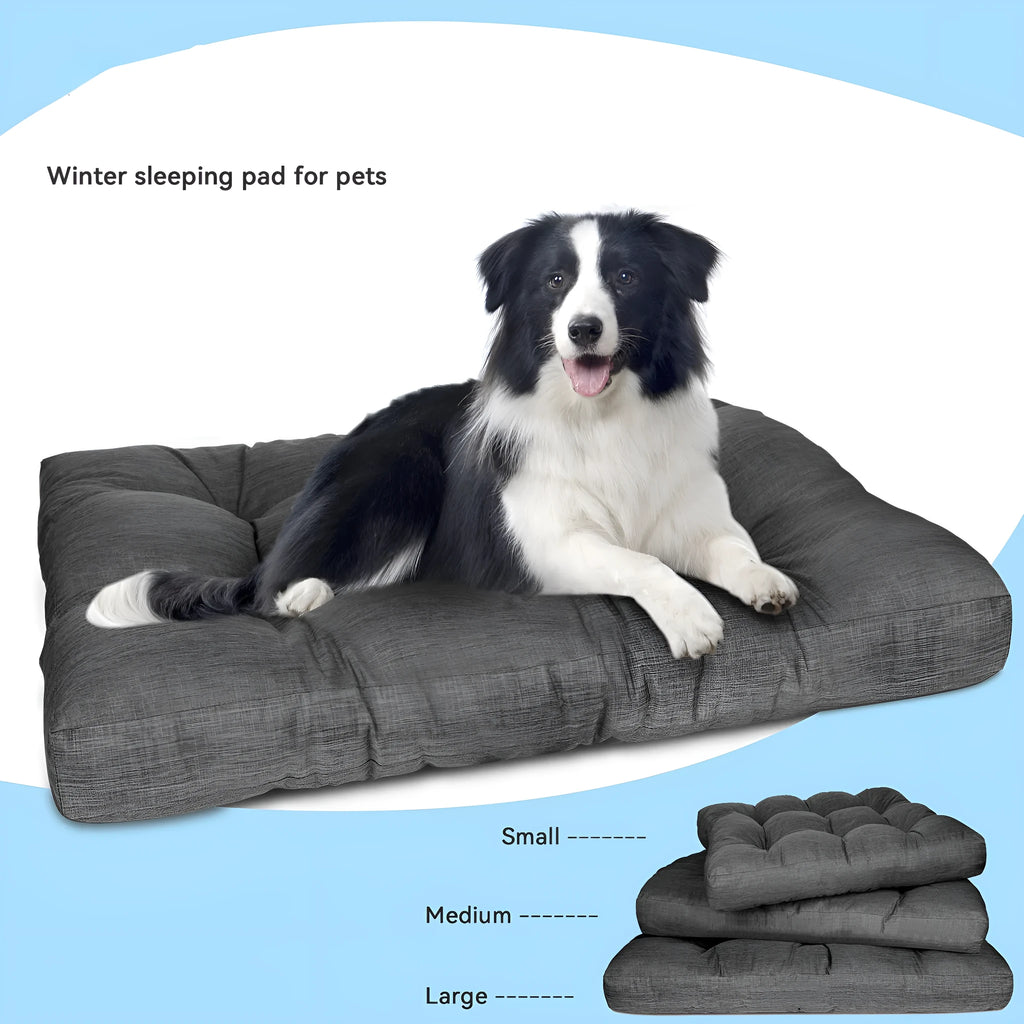 Thick gray polyester kennel nest dog bed for large dogs, 98x77x12cm, on floor