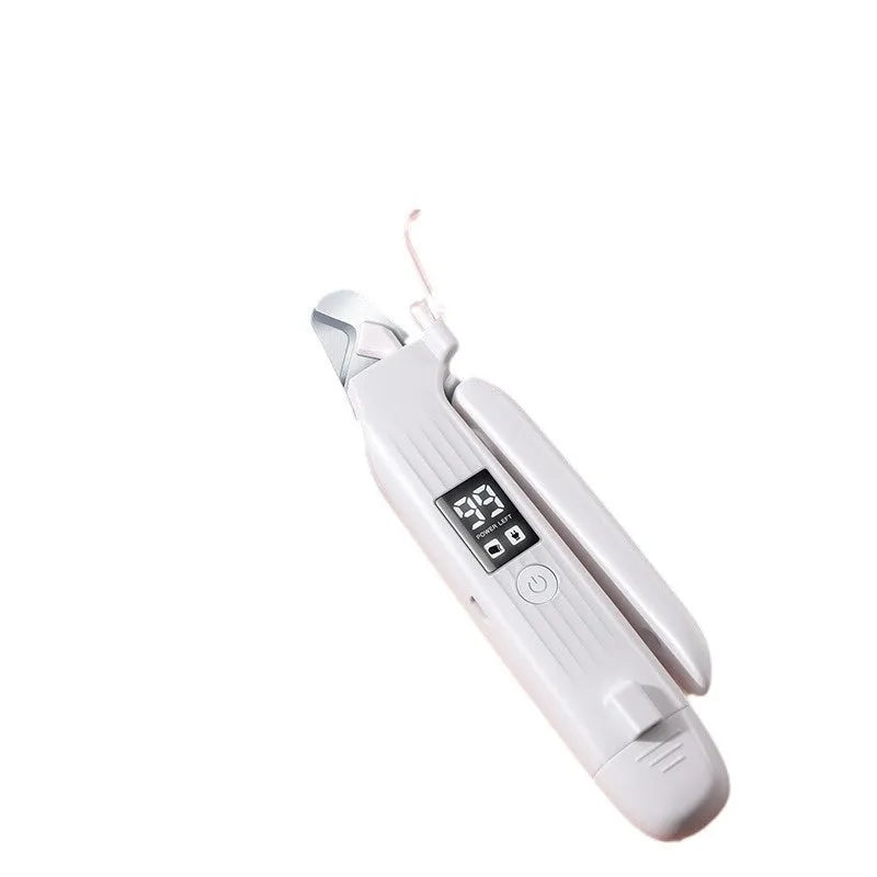 HZ8 White specification USB rechargeable dog nail clipper and grinder on a white background