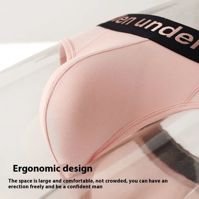 Men's low waist modal briefs with a gradient sport belt, shown in black, white, and pink colour options.