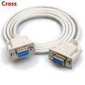 DB9 female to female RS232 serial port cable, 1.5 metres long, milky white colour.