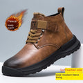 Men's high-top platform Martin Boots with velvet-textured upper and rubber sole in black colour