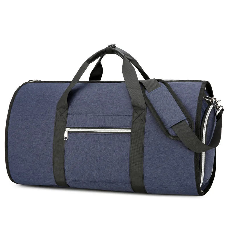 Black Oxford cloth storage bag with compartments for dry and wet item separation