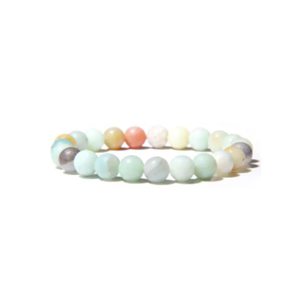 8mm natural stone bead bracelet with geometric shaped agate beads in multiple colour options
