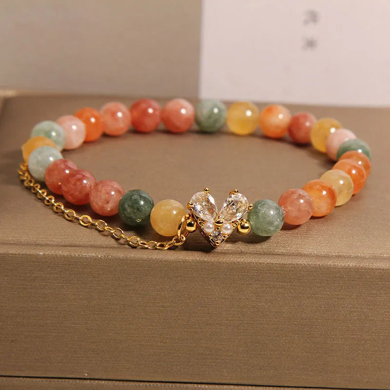 Fu Lu Shou crystal women's bracelet with V-shaped zircon charms in cartoon style