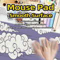 Large cloud pattern mouse pad desk mat with natural rubber non-slip base on wooden desk
