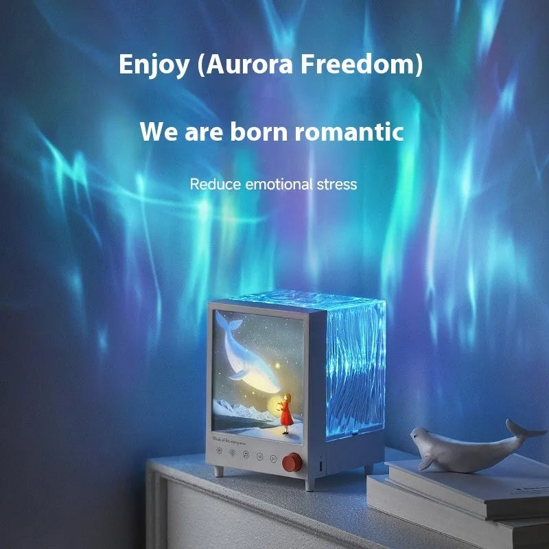 Aurora Treasure Box Star Sea Whale atmosphere projection lamp showing compact design.
