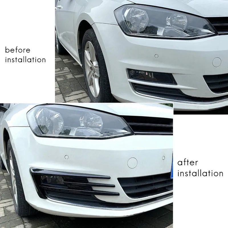 Pair of black and carbon fibre fog lamp grille frames for VW Golf 7 MK7 front bumper