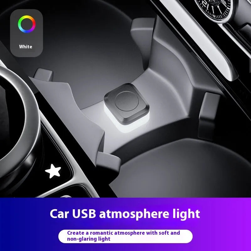 Car interior LED atmosphere light strip in blue colour showing USB cable and flexible PVC construction